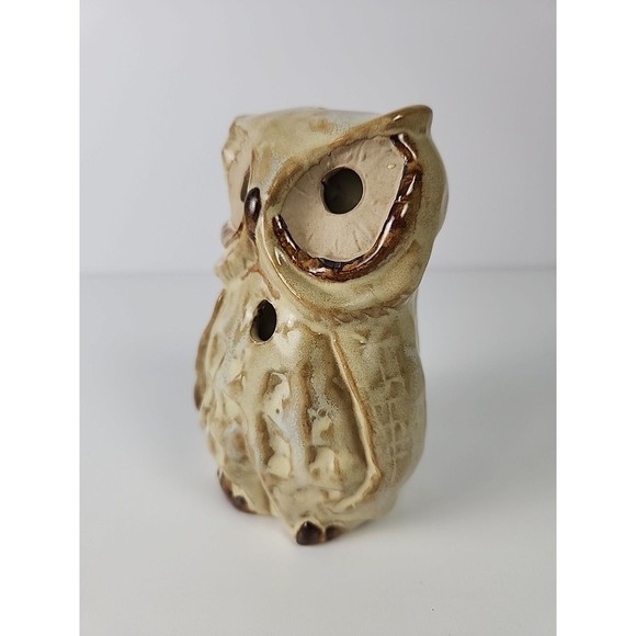 VTG Enesco Glazed Pottery Owl Tealight Candle Holder Centerpiece Table Decor - Picture 2 of 11